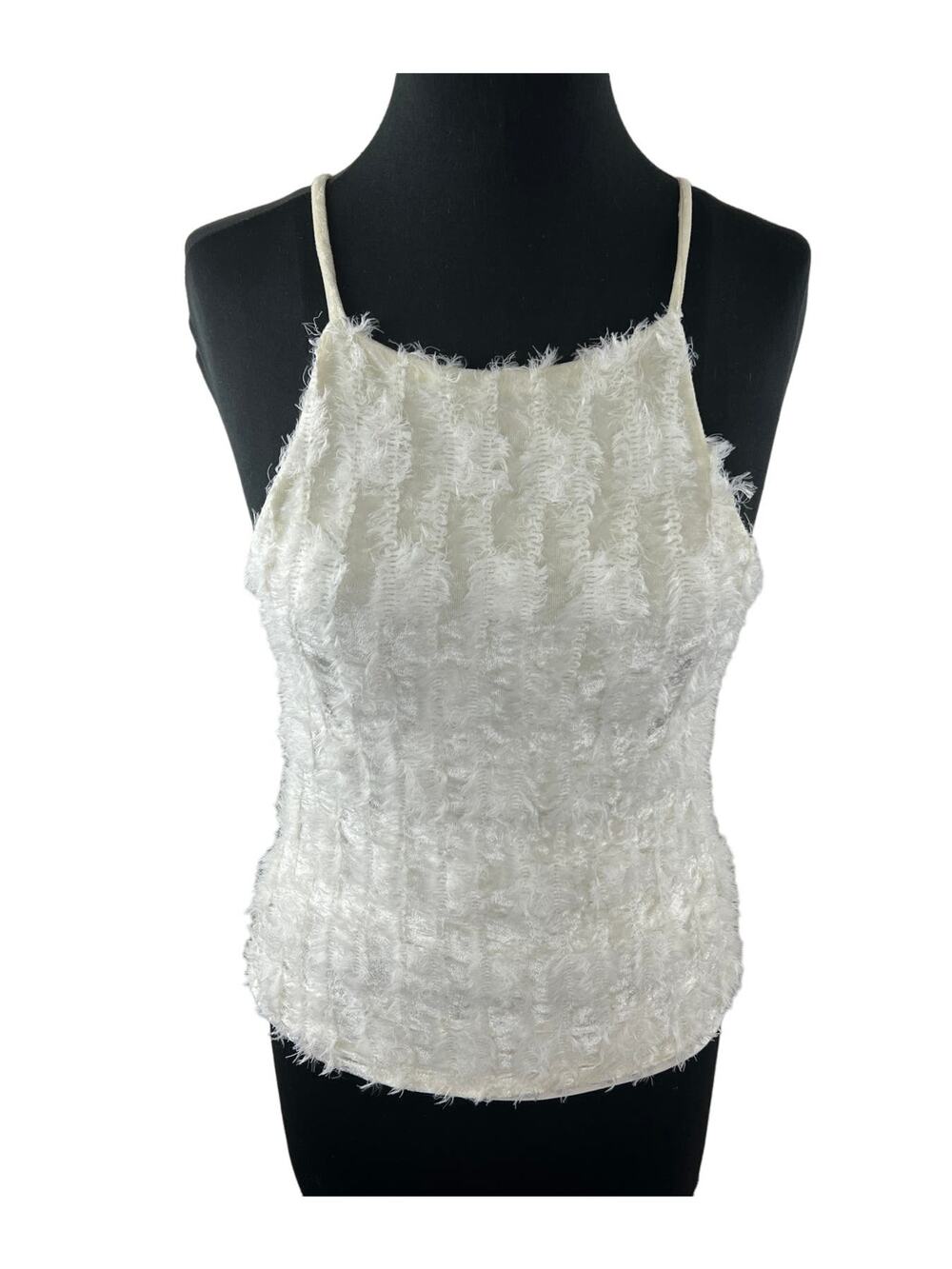Eri + Ali White Cami Top Stretch Celeste Feather Scoop Neck Size X-Small XS